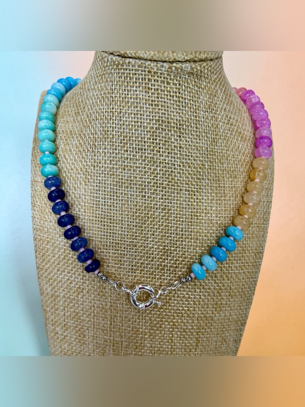 New Natural Gemstone Multicolor
Beaded Boho Anthro-Style
Necklace Gradient color